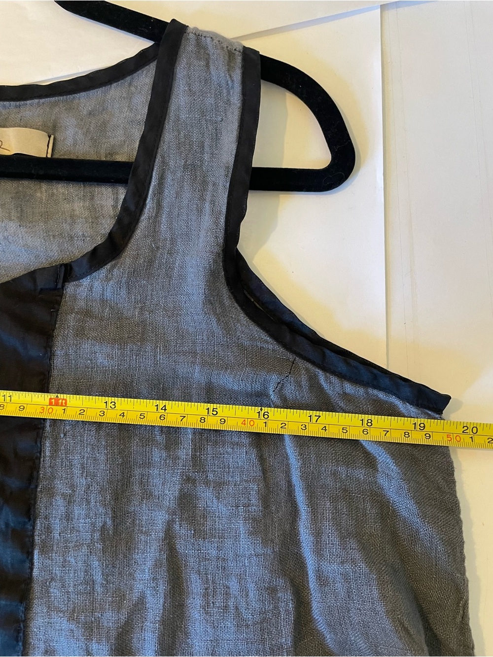 Cynthia Ashby Grey/Blk Sleeveless Linen Snap Tunic Top Minimalist Lagenlook sz S - Picture 13 of 14
